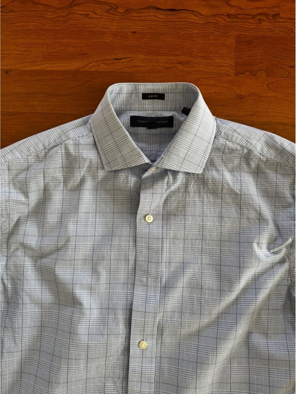 Tommy Hilfiger Men’s Shirt 15 32/33 Slim Fit Blue Plaid